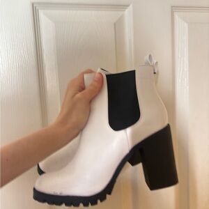 Stylish White and Black Women's Ankle Boots